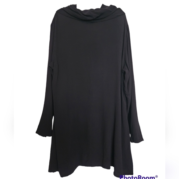 LINNEA Brown Cowl Neck Tunic Dress Long Sleeve 2 Pockets Large - Picture 2 of 6